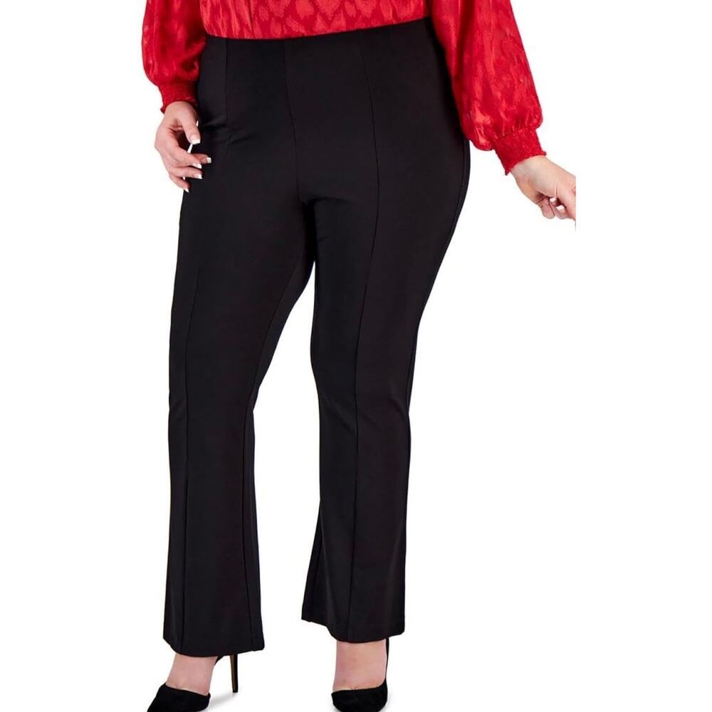 Calvin Klein Plus Size Seamed High-Rise Wide-Leg Pants Black size 1X, w2xkx218